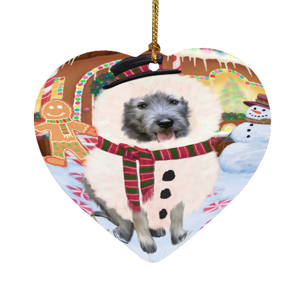 Christmas Gingerbread Snowman Wolfhound Dog Heart Christmas Ornament HPORA59105