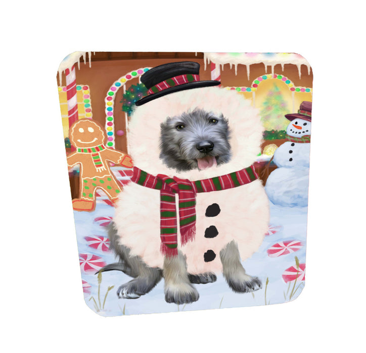 Christmas Gingerbread Snowman Wolfhound Dog Coasters Set of 4 CSTA58344