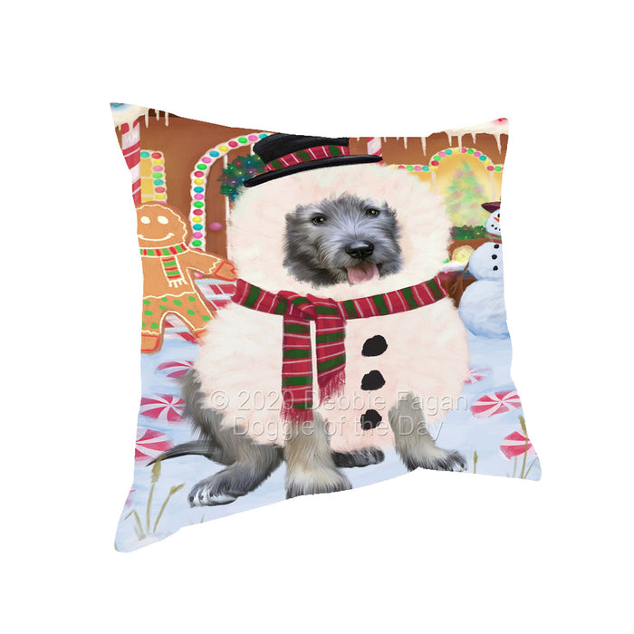 Christmas Gingerbread Snowman Wolfhound Dog Pillow with Top Quality High-Resolution Images - Ultra Soft Pet Pillows for Sleeping - Reversible & Comfort - Ideal Gift for Dog Lover - Cushion for Sofa Couch Bed - 100% Polyester