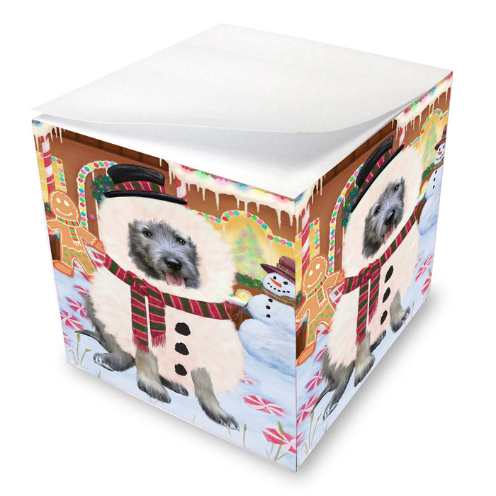 Christmas Gingerbread Snowman Wolfhound Dog Note Cube NOC-DOTD-A57385