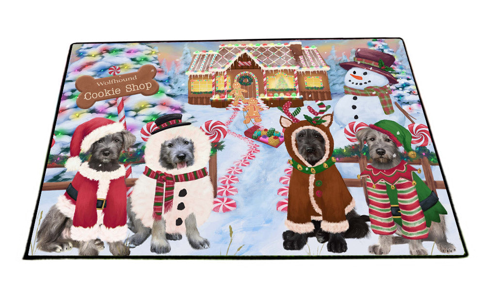 Holiday Gingerbread Cookie Shop Wolfhound Dogs Floormat FLMS55588