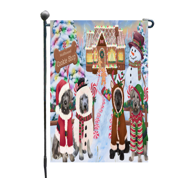 Christmas Gingerbread Cookie Shop Wolfhound Dogs Garden Flags Outdoor Decor for Homes and Gardens Double Sided Garden Yard Spring Decorative Vertical Home Flags Garden Porch Lawn Flag for Decorations
