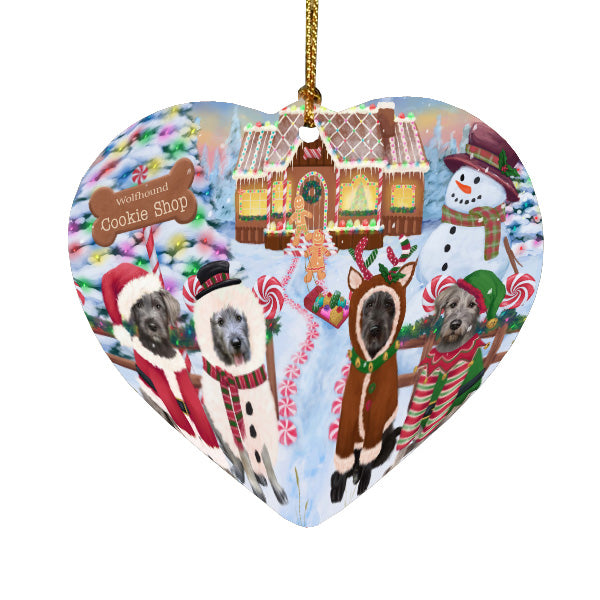Christmas Gingerbread Cookie Shop Wolfhound Dogs Heart Christmas Ornament HPORA58950