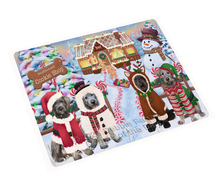 Christmas Gingerbread Cookie Shop Wolfhound Dogs Cutting Board - For Kitchen - Scratch & Stain Resistant - Designed To Stay In Place - Easy To Clean By Hand - Perfect for Chopping Meats, Vegetables