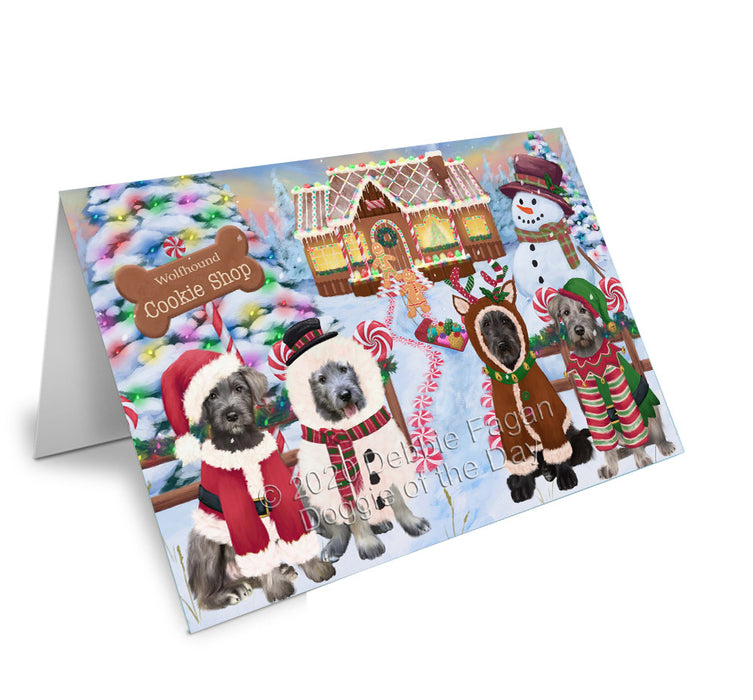 Christmas Gingerbread Cookie Shop Wolfhound Dogs Handmade Artwork Assorted Pets Greeting Cards and Note Cards with Envelopes for All Occasions and Holiday Seasons
