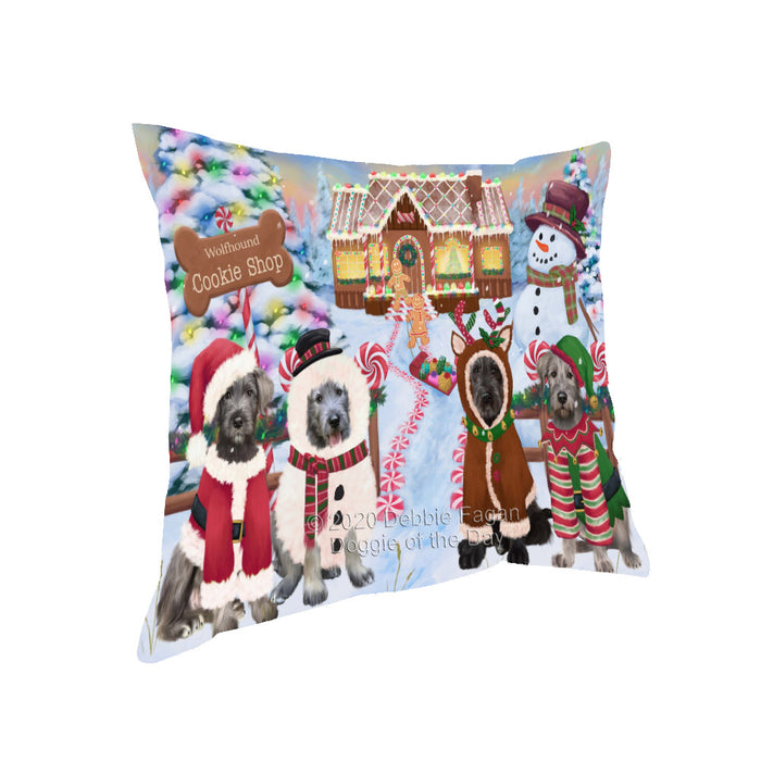 Christmas Gingerbread Cookie Shop Wolfhound Dogs Pillow with Top Quality High-Resolution Images - Ultra Soft Pet Pillows for Sleeping - Reversible & Comfort - Ideal Gift for Dog Lover - Cushion for Sofa Couch Bed - 100% Polyester