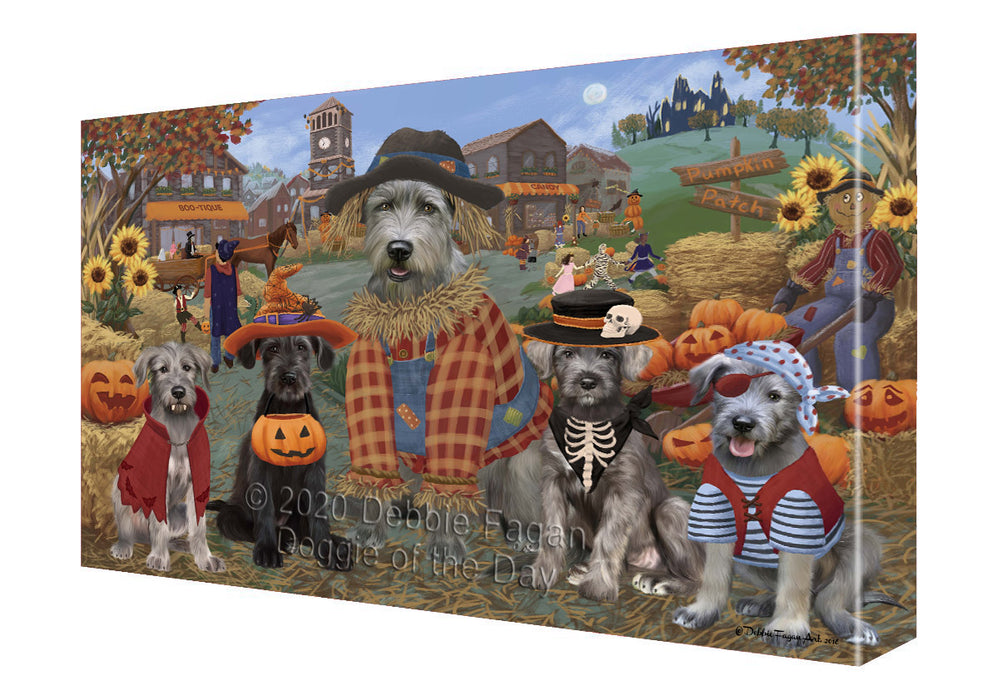 Halloween 'Round Town Wolfhound Dogs Canvas Wall Art - Premium Quality Ready to Hang Room Decor Wall Art Canvas - Unique Animal Printed Digital Painting for Decoration