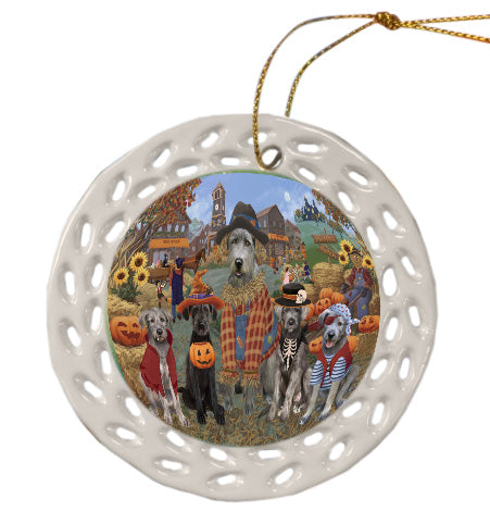 Halloween 'Round Town Wolfhound Dogs Doily Ornament DPOR58617