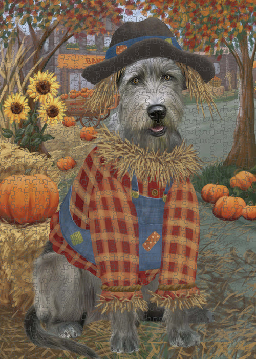 Halloween 'Round Town Wolfhound Dog Portrait Jigsaw Puzzle for Adults Animal Interlocking Puzzle Game Unique Gift for Dog Lover's with Metal Tin Box PZL490