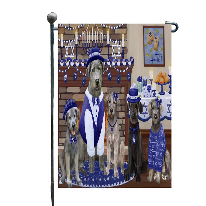 Happy Hanukkah Family Wolfhound Dogs Garden Flags Outdoor Decor for Homes and Gardens Double Sided Garden Yard Spring Decorative Vertical Home Flags Garden Porch Lawn Flag for Decorations