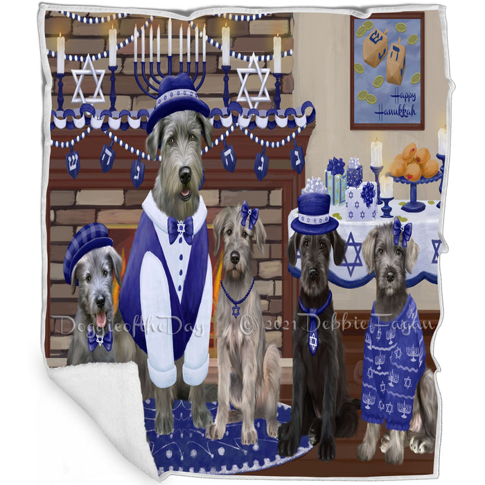 Happy Hanukkah Wolfhound Dogs Blanket BLNKT144077