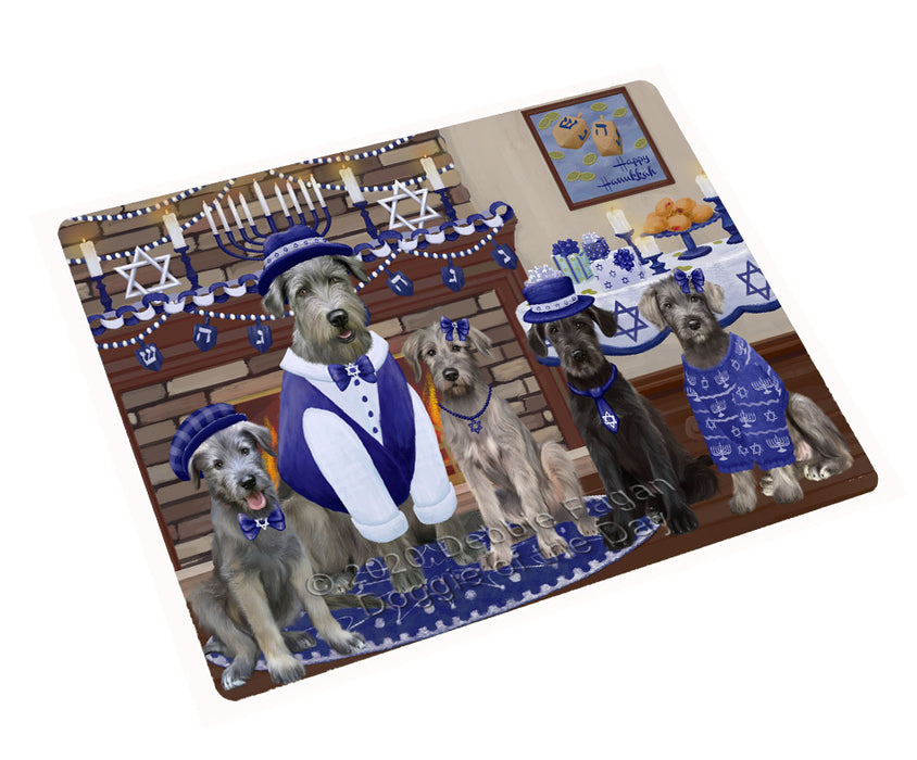 Happy Hanukkah Family Wolfhound Dogs Cutting Board - For Kitchen - Scratch & Stain Resistant - Designed To Stay In Place - Easy To Clean By Hand - Perfect for Chopping Meats, Vegetables