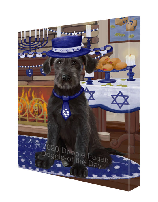 Happy Hanukkah Family Wolfhound Dog Canvas Wall Art - Premium Quality Ready to Hang Room Decor Wall Art Canvas - Unique Animal Printed Digital Painting for Decoration CVS187