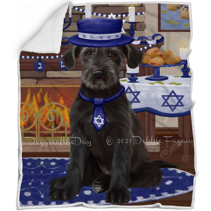 Happy Hanukkah Wolfhound Dog Blanket BLNKT144076