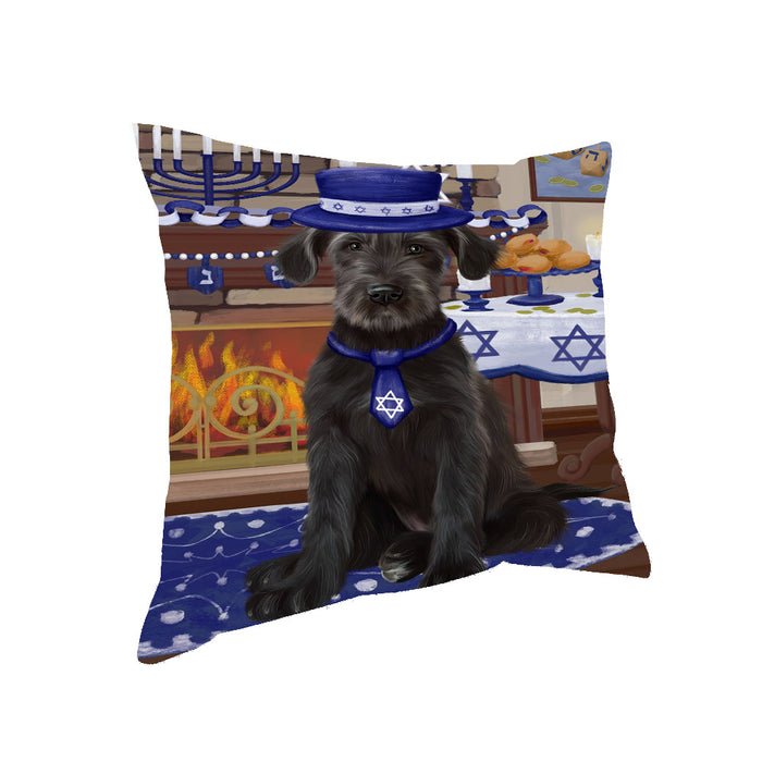 Happy Hanukkah Family Wolfhound Dog Pillow with Top Quality High-Resolution Images - Ultra Soft Pet Pillows for Sleeping - Reversible & Comfort - Ideal Gift for Dog Lover - Cushion for Sofa Couch Bed - 100% Polyester