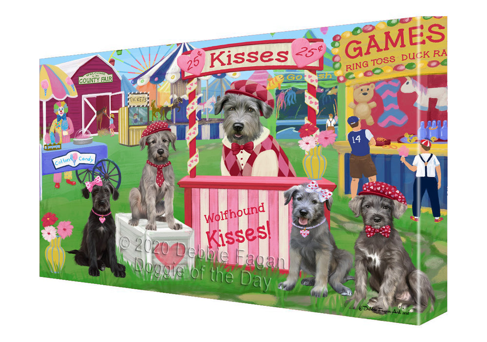Carnival Kissing Booth Wolfhound Dogs Canvas Wall Art - Premium Quality Ready to Hang Room Decor Wall Art Canvas - Unique Animal Printed Digital Painting for Decoration