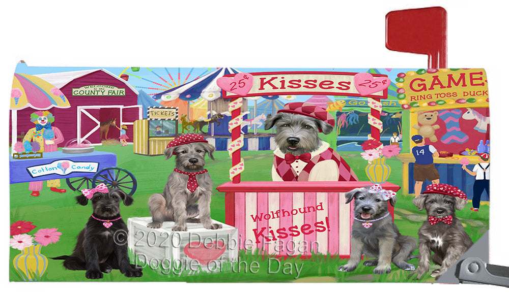 Carnival Kissing Booth Wolfhound Dogs Magnetic Mailbox Cover Both Sides Pet Theme Printed Decorative Letter Box Wrap Case Postbox Thick Magnetic Vinyl Material