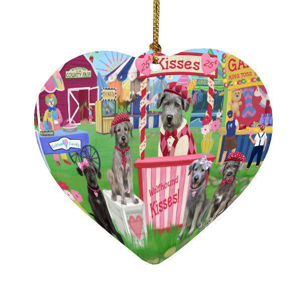 Carnival Kissing Booth Wolfhound Dogs Heart Christmas Ornament HPORA58958