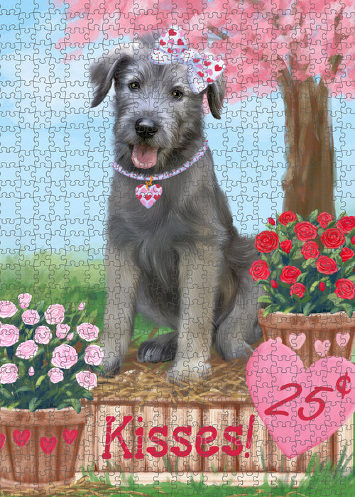 Rosie 25 Cent Kisses Wolfhound Dog Portrait Jigsaw Puzzle for Adults Animal Interlocking Puzzle Game Unique Gift for Dog Lover's with Metal Tin Box PZL598