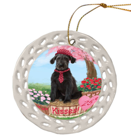 Rosie 25 Cent Kisses Wolfhound Dog Doily Ornament DPOR58694