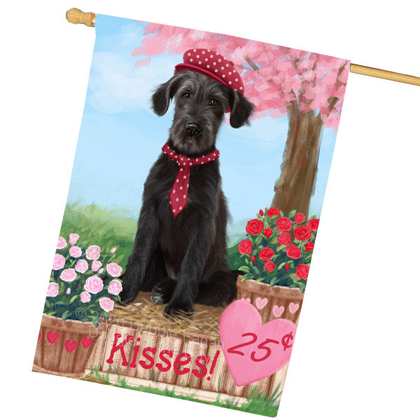 Rosie 25 Cent Kisses Wolfhound Dog House Flag Outdoor Decorative Double Sided Pet Portrait Weather Resistant Premium Quality Animal Printed Home Decorative Flags 100% Polyester FLG69124