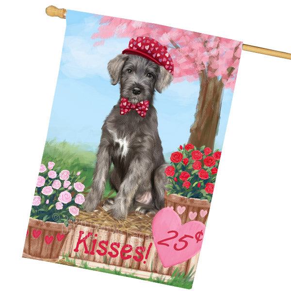 Rosie 25 Cent Kisses Wolfhound Dog House Flag Outdoor Decorative Double Sided Pet Portrait Weather Resistant Premium Quality Animal Printed Home Decorative Flags 100% Polyester FLG69125