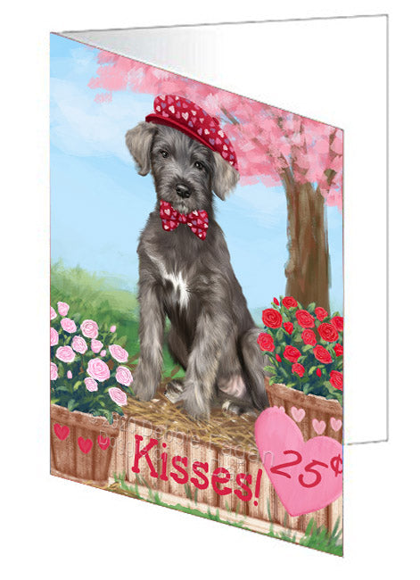 Rosie 25 Cent Kisses Wolfhound Dog Handmade Artwork Assorted Pets Greeting Cards and Note Cards with Envelopes for All Occasions and Holiday Seasons