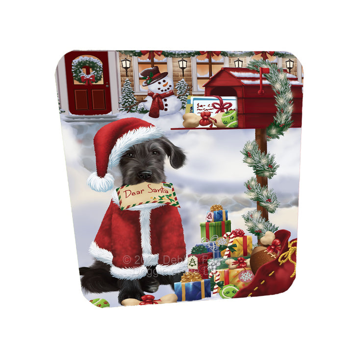 Christmas Dear Santa Mailbox Wolfhound Dog Coasters Set of 4 CSTA58250