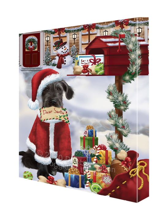 Christmas Dear Santa Mailbox Wolfhound Dog Canvas Wall Art - Premium Quality Ready to Hang Room Decor Wall Art Canvas - Unique Animal Printed Digital Painting for Decoration CVS280