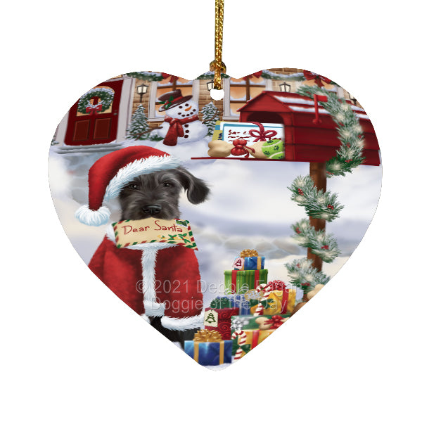 Christmas Dear Santa Mailbox Wolfhound Dog Heart Christmas Ornament HPORA59011