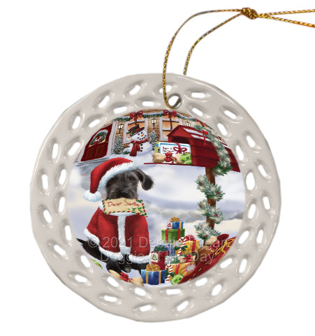 Christmas Dear Santa Mailbox Wolfhound Dog Doily Ornament DPOR58662