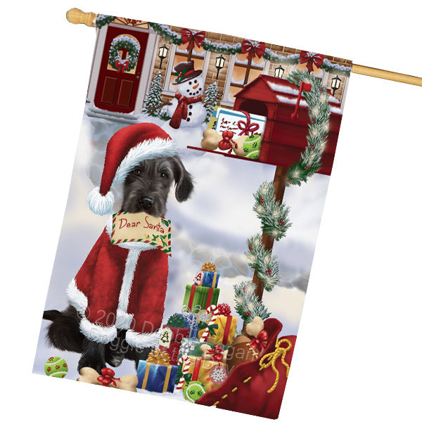 Christmas Dear Santa Mailbox Wolfhound Dog House Flag Outdoor Decorative Double Sided Pet Portrait Weather Resistant Premium Quality Animal Printed Home Decorative Flags 100% Polyester FLG69092