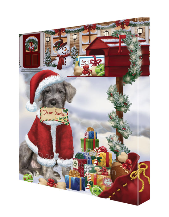 Christmas Dear Santa Mailbox Wolfhound Dog Canvas Wall Art - Premium Quality Ready to Hang Room Decor Wall Art Canvas - Unique Animal Printed Digital Painting for Decoration CVS281