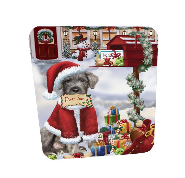 Christmas Dear Santa Mailbox Wolfhound Dog Coasters Set of 4 CSTA58251