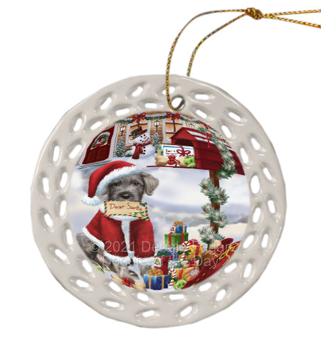 Christmas Dear Santa Mailbox Wolfhound Dog Doily Ornament DPOR58663