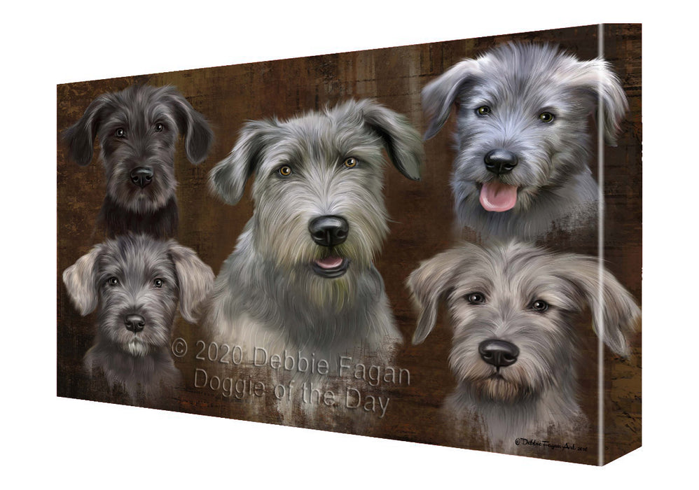 Rustic 5 Heads Wolfhound Dogs Canvas Wall Art - Premium Quality Ready to Hang Room Decor Wall Art Canvas - Unique Animal Printed Digital Painting for Decoration