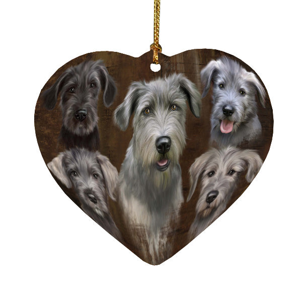Rustic 5 Heads Wolfhound Dogs Heart Christmas Ornament HPORA59020