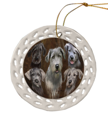 Rustic 5 Heads Wolfhound Dogs Doily Ornament DPOR58671