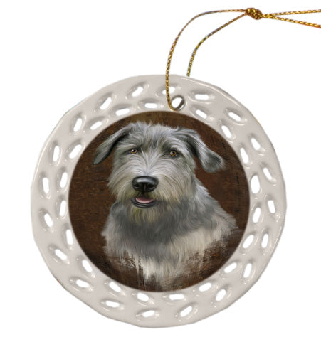 Rustic Wolfhound Dog Doily Ornament DPOR58642