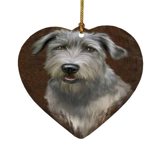 Rustic Wolfhound Dog Heart Christmas Ornament HPORA58991