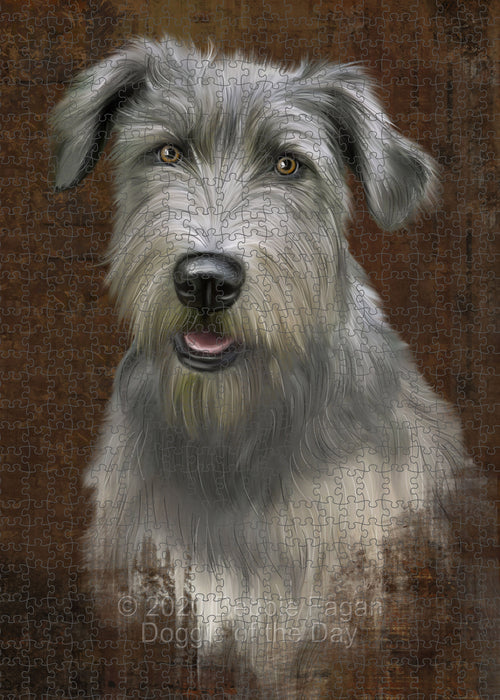 Rustic Wolfhound Dog Portrait Jigsaw Puzzle for Adults Animal Interlocking Puzzle Game Unique Gift for Dog Lover's with Metal Tin Box PZL515