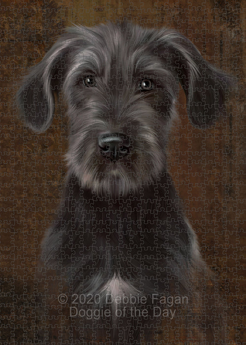 Rustic Wolfhound Dog Portrait Jigsaw Puzzle for Adults Animal Interlocking Puzzle Game Unique Gift for Dog Lover's with Metal Tin Box PZL516