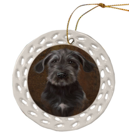 Rustic Wolfhound Dog Doily Ornament DPOR58643