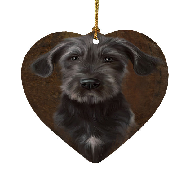 Rustic Wolfhound Dog Heart Christmas Ornament HPORA58992