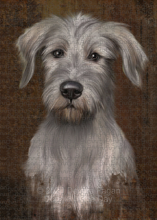 Rustic Wolfhound Dog Portrait Jigsaw Puzzle for Adults Animal Interlocking Puzzle Game Unique Gift for Dog Lover's with Metal Tin Box PZL517