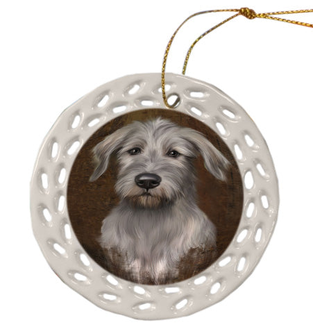 Rustic Wolfhound Dog Doily Ornament DPOR58644