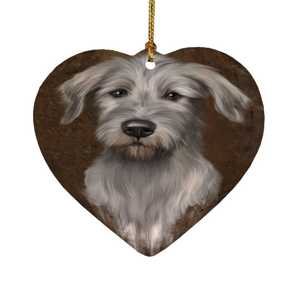 Rustic Wolfhound Dog Heart Christmas Ornament HPORA58993