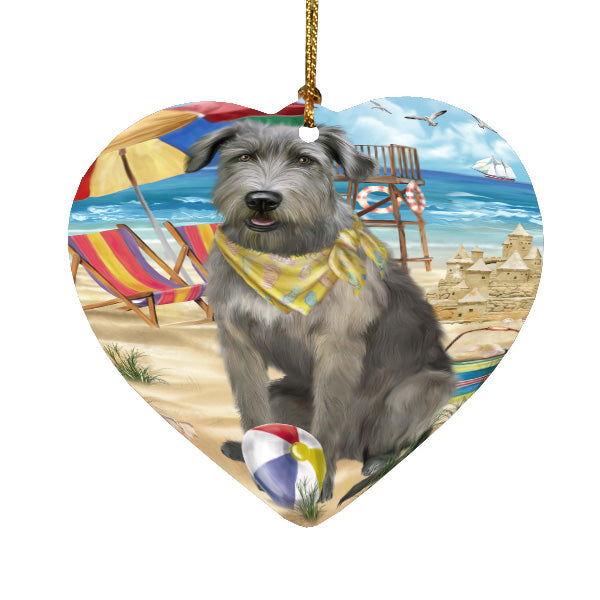 Pet Friendly Beach Wolfhound Dog  Heart Christmas Ornament HPORA58932