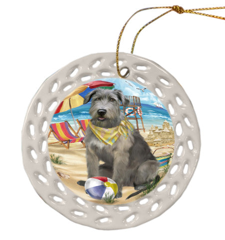 Pet Friendly Beach Wolfhound Dog Doily Ornament DPOR58583