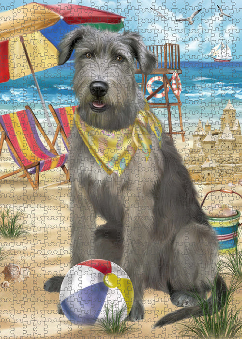 Pet Friendly Beach Wolfhound Dog Portrait Jigsaw Puzzle for Adults Animal Interlocking Puzzle Game Unique Gift for Dog Lover's with Metal Tin Box PZL472